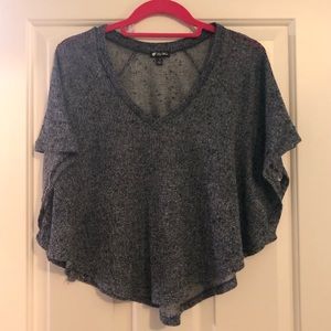 Lily White Blue Flowy Butterfly Sleeve Top